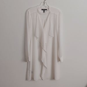 NWOT BCBGMaxazria ivory  sheer ruffle dress / blouse Size Small